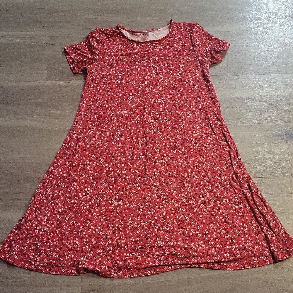 Old Navy Red Floral Swing Dress for Girls